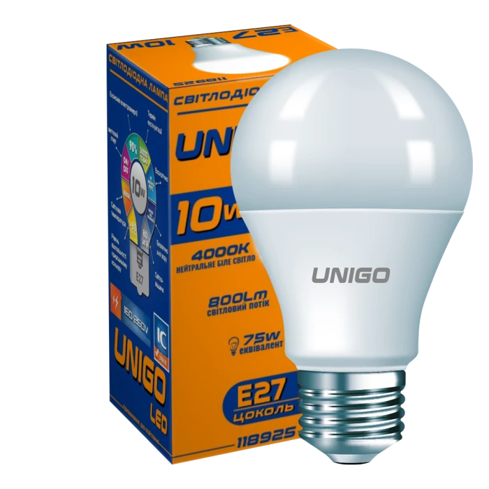 Лампочка UNIGO Е27 4000К А60 10W
