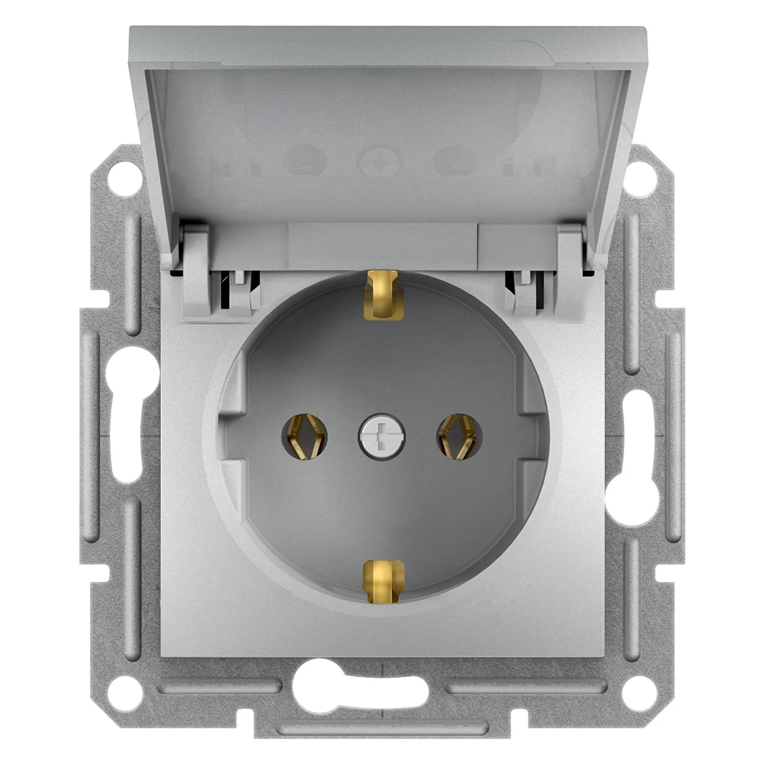 Розетка з/з з кришкою Алюміній Schneider Asfora