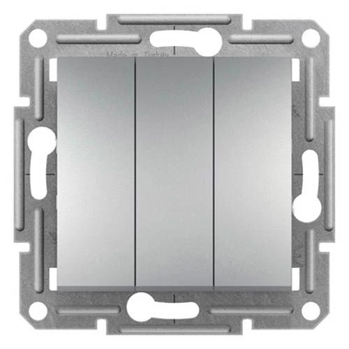 Вимикач 3-клавішний Алюміній Schneider Asfora