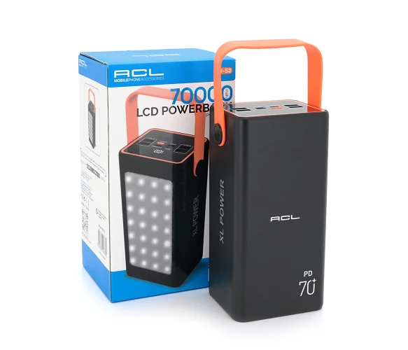 Павербанк ACL PW-52 70000mAh PD22.5W, 4xUSB + Type-C, ліхтарик
