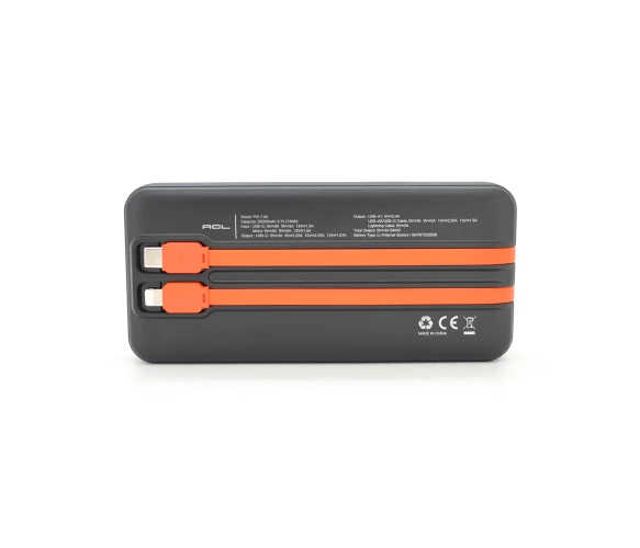 Павербанк ACL PW-140 20000mAh 22.5W з кабелями Type-C + Lightning, Black
