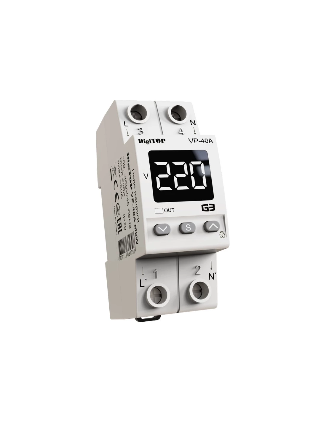 Реле напруги DigiTOP VP-40A M2W 40А з термозахистом