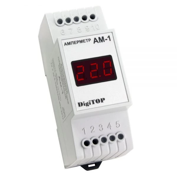 Амперметр цифровий DigiTOP AM-1 1-63А з ТТ на DIN-рейку