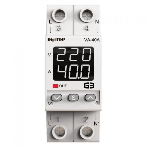 Реле напруги DigiTOP VA-40A M2R 40А з контролем струму